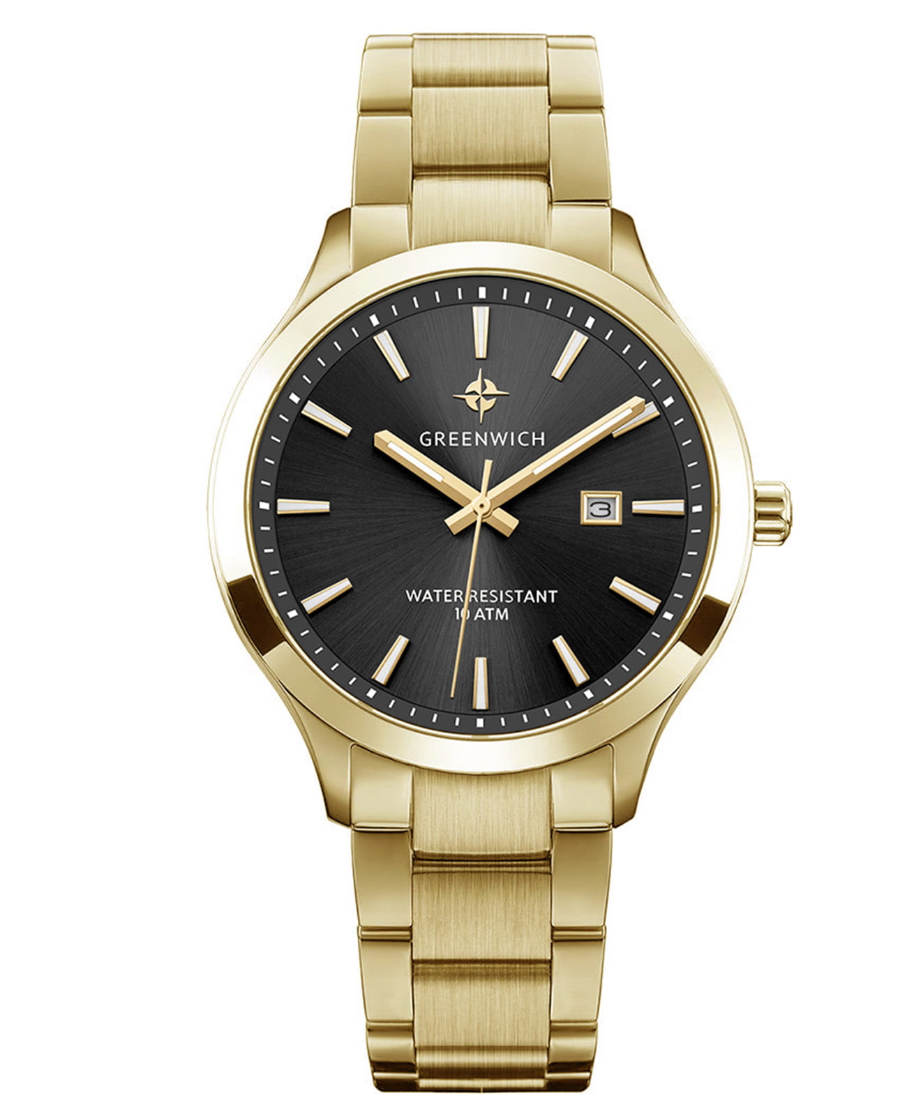 Greenwich Greenwich Helm GW 041.20.31  GW 041.20.31 кварцевые мужские часы черный циферблат, браслет нержавеющая сталь с ip-покрытием — вид спереди