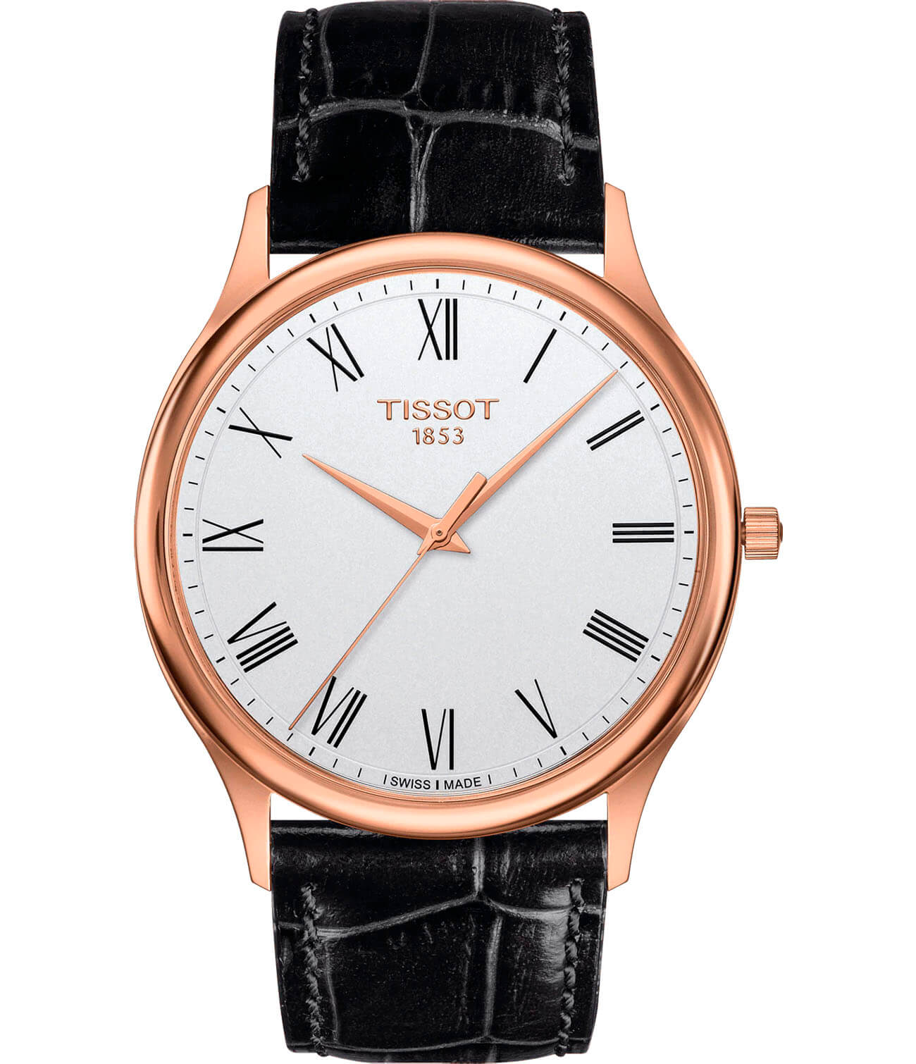 Tissot Tissot Excellence 18K Gold T926.410.76.013.00  T9264107601300 кварцевые мужские часы белый циферблат, браслет кожаный — вид спереди