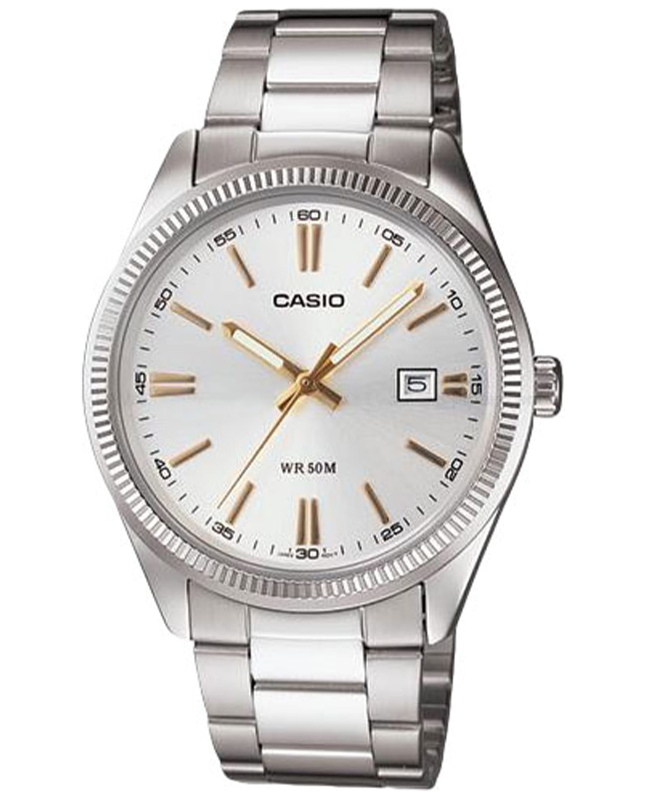 Casio Casio Collection MTP-1302D-7A2VDF (MTP-1302D-7A2)  MTP-1302D-7A2 кварцевые мужские часы серебристый циферблат, браслет нержавеющая сталь — вид спереди