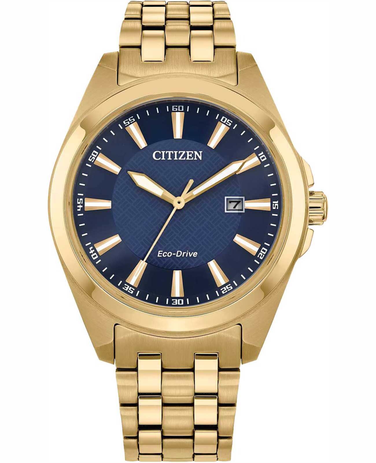 Citizen Citizen Eco-Drive BM7532-54L  BM7532-54L кварцевые мужские часы синий циферблат, браслет нержавеющая сталь с ip-покрытием — вид спереди