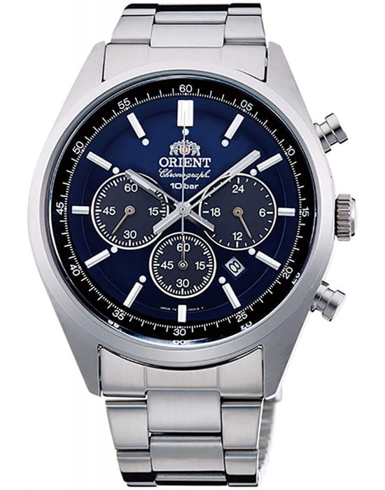 Orient Orient Sport WV002 (WV0021TX)  WV0021TX кварцевые мужские часы синий циферблат, браслет нержавеющая сталь — вид спереди