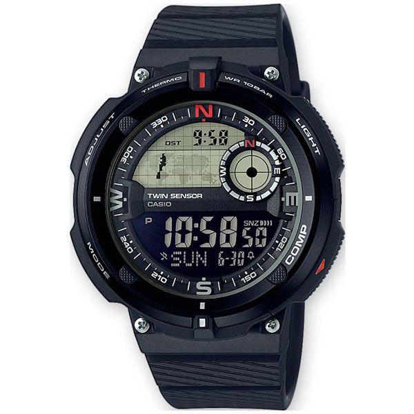 Casio Casio Illuminator SGW-600H-1B  SGW-600H-1B электронные мужские часы серый циферблат, браслет пластик — вид спереди
