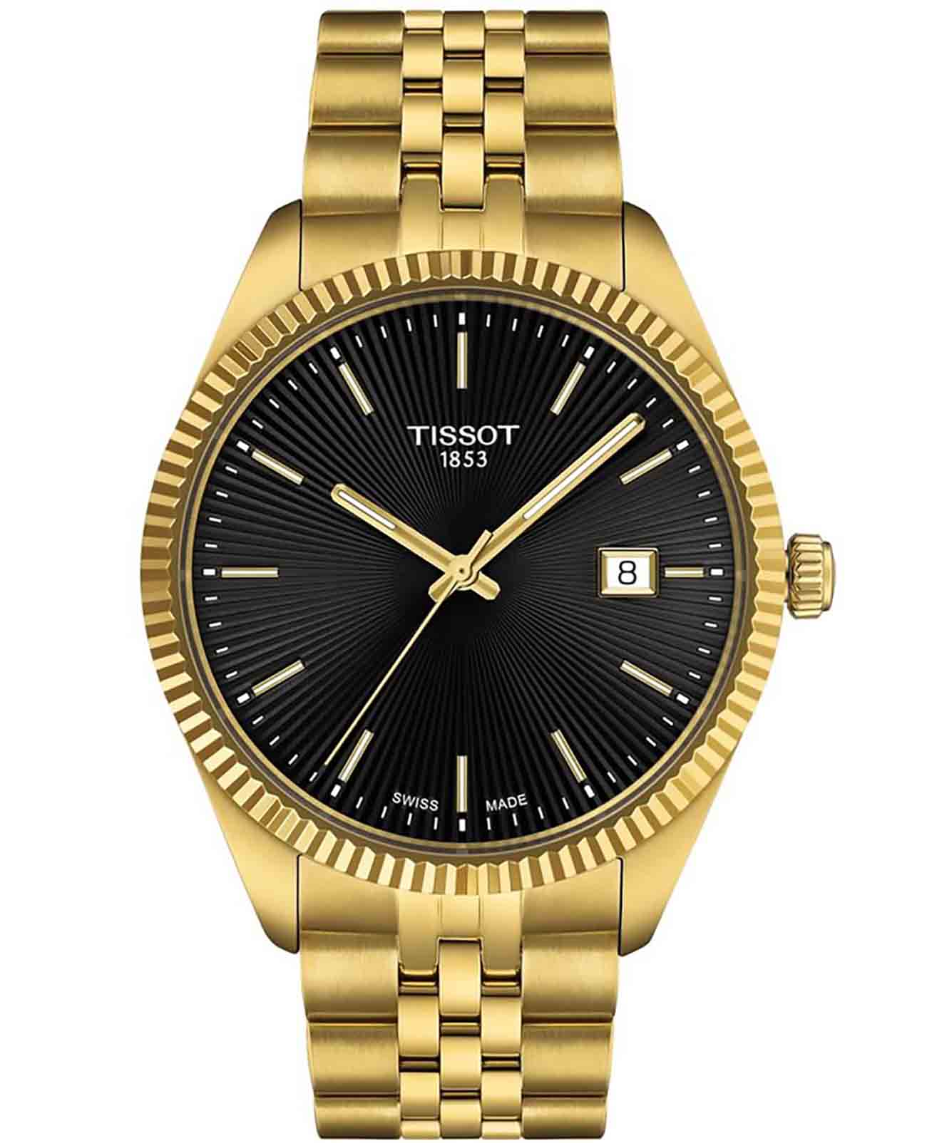 Tissot Tissot Ballade 40mm T156.410.33.051.00 Ballade T1564103305100 кварцевые мужские часы черный циферблат, браслет нержавеющая сталь с pvd-покрытием — вид спереди