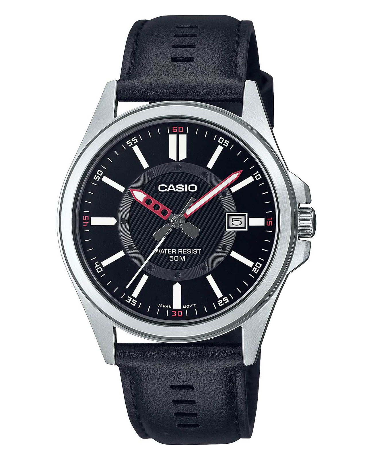 Casio Casio Collection MTP-E700L-1E  MTP-E700L-1E кварцевые мужские часы черный циферблат, браслет кожаный — вид спереди