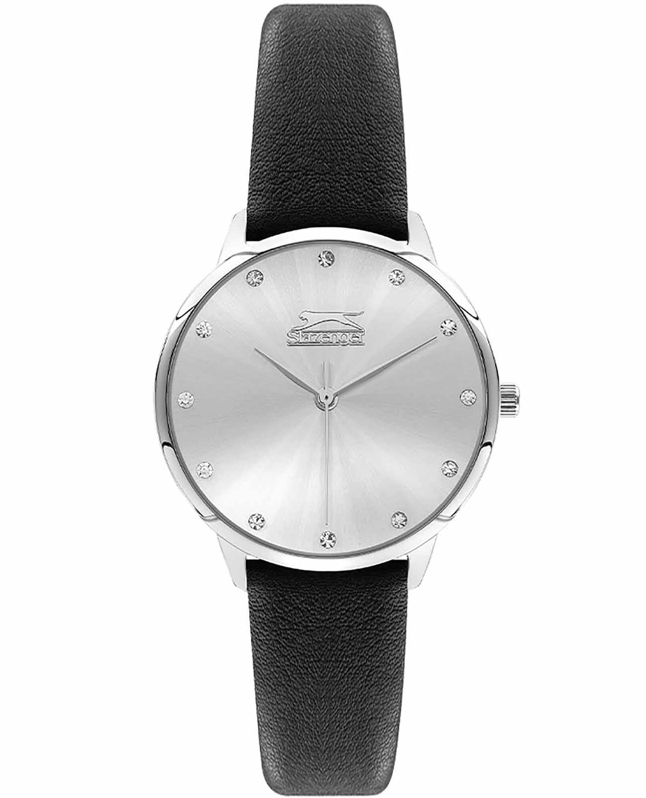 Slazenger Slazenger SL.09.2051.3.01  SL.09.2051.3.01 кварцевые женские часы серебристый циферблат, браслет кожаный — вид спереди