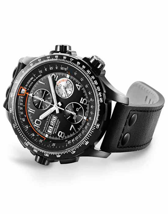 Оригинальные часы Hamilton Hamilton Khaki Aviation X-Wind Auto Chrono H77736733 механические калибр механизма h-21 общий вид