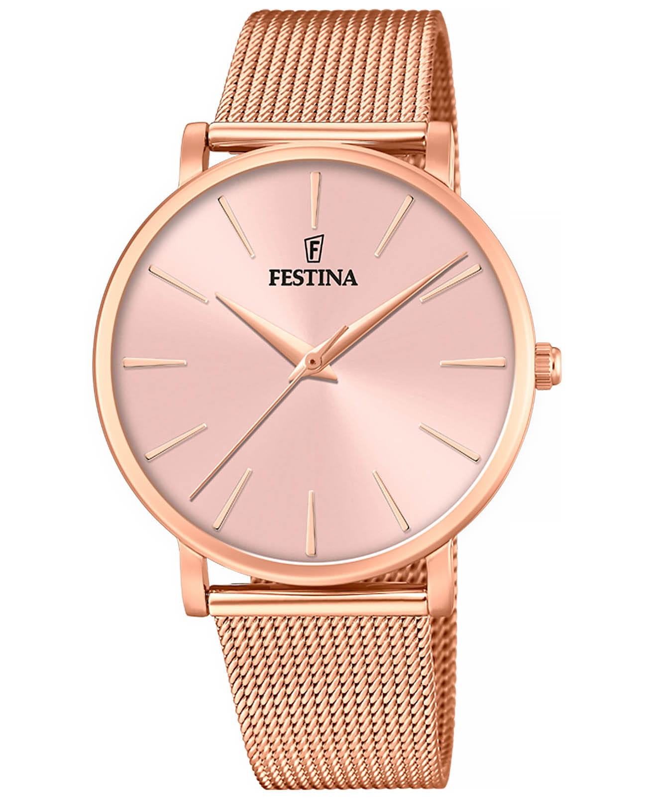 Festina Festina Boyfriend F20477/1  F20477/1 кварцевые женские часы розовый циферблат, браслет сталь c pvd покрытием — вид спереди