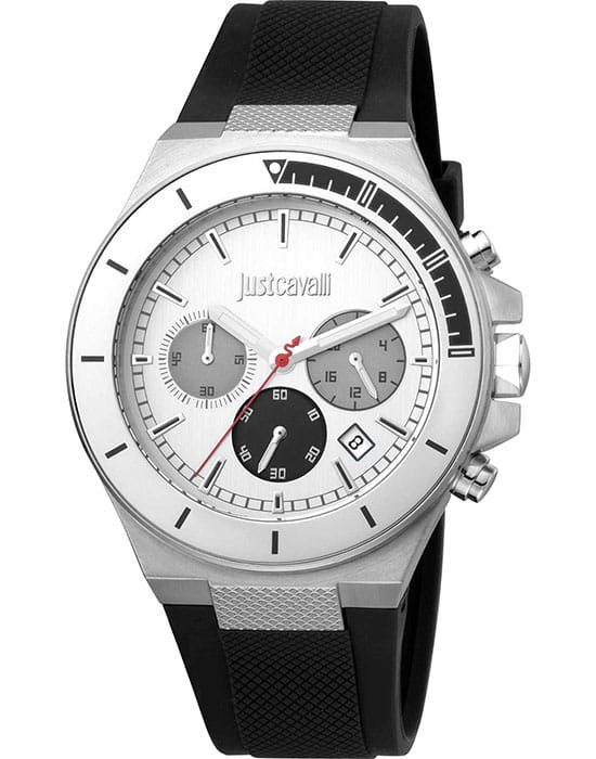 Just Cavalli Just Cavalli JC1G139P0015  JC1G139P0015 кварцевые мужские часы белый циферблат, браслет силикон — вид спереди