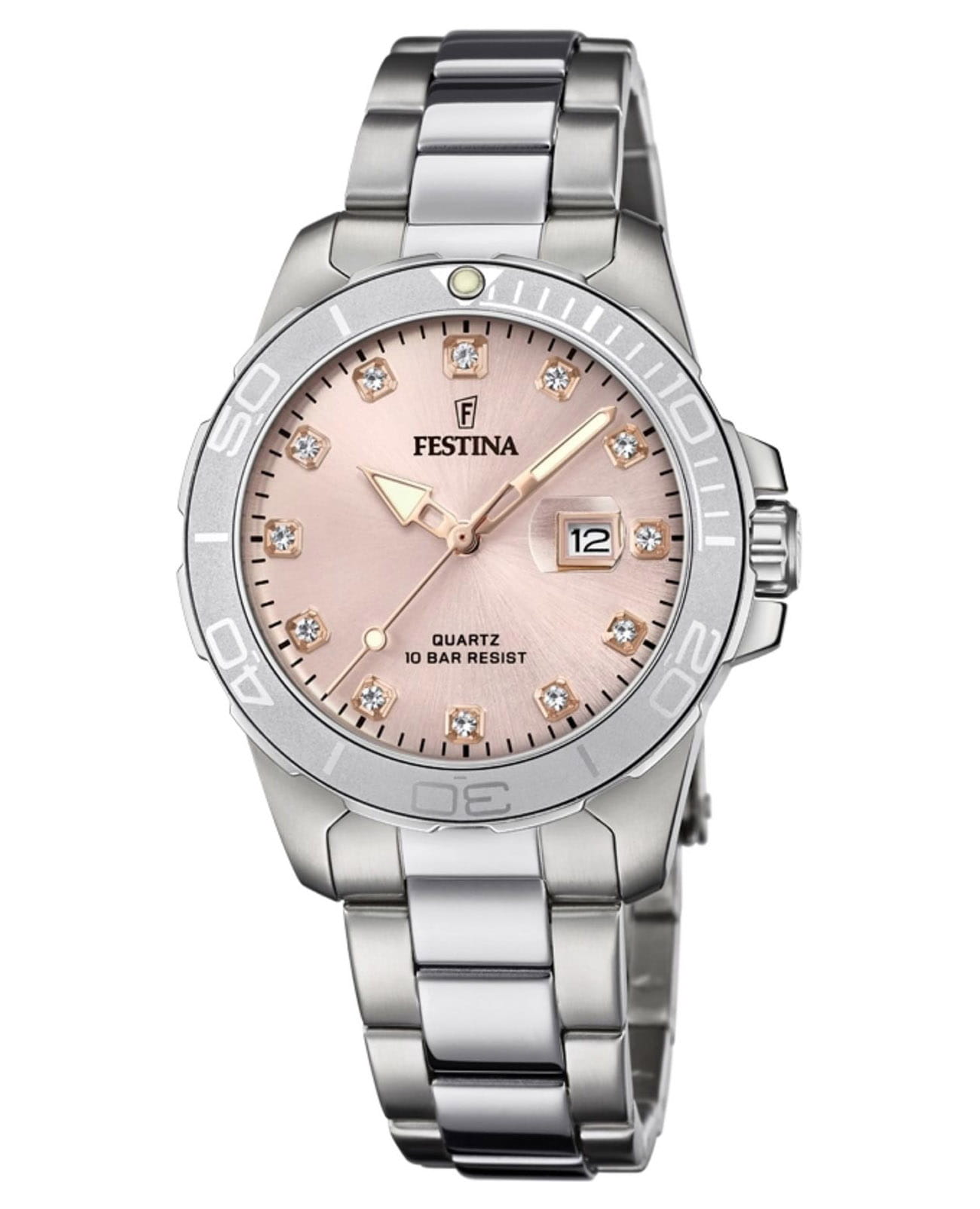 Festina Festina Boyfriend F20503/2  F20503/2 кварцевые женские часы розовый циферблат, браслет нержавеющая сталь — вид спереди