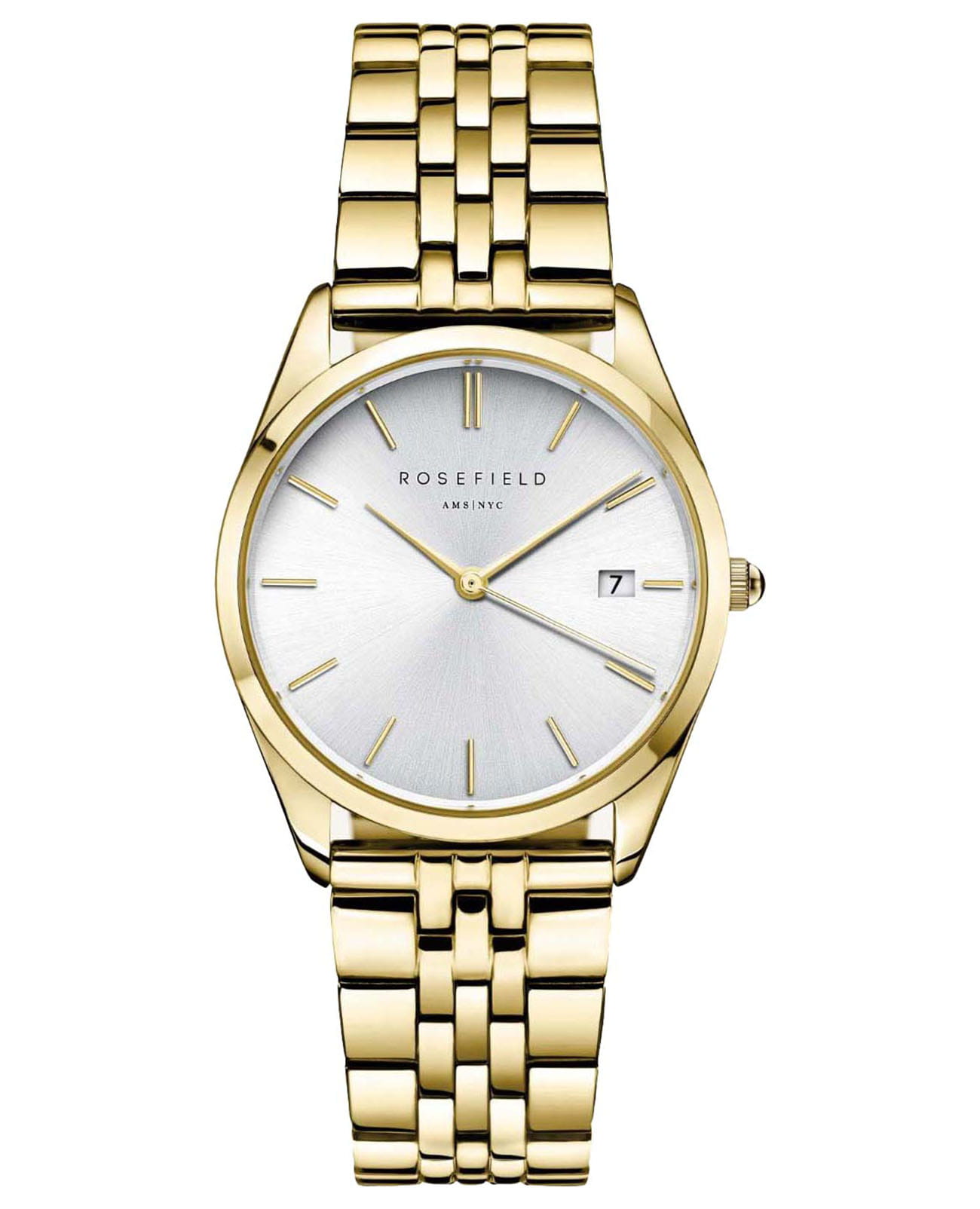 Rosefield Rosefield The Ace ACSG-A03  ACSG-A03 кварцевые женские часы серебристый циферблат, браслет сталь c pvd покрытием — вид спереди