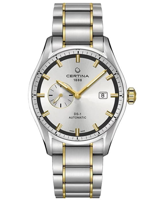 Certina Certina C006.428.22.031.00  C0064282203100 механические мужские часы серебристый циферблат, браслет нержавеющая сталь с pvd-покрытием — вид спереди