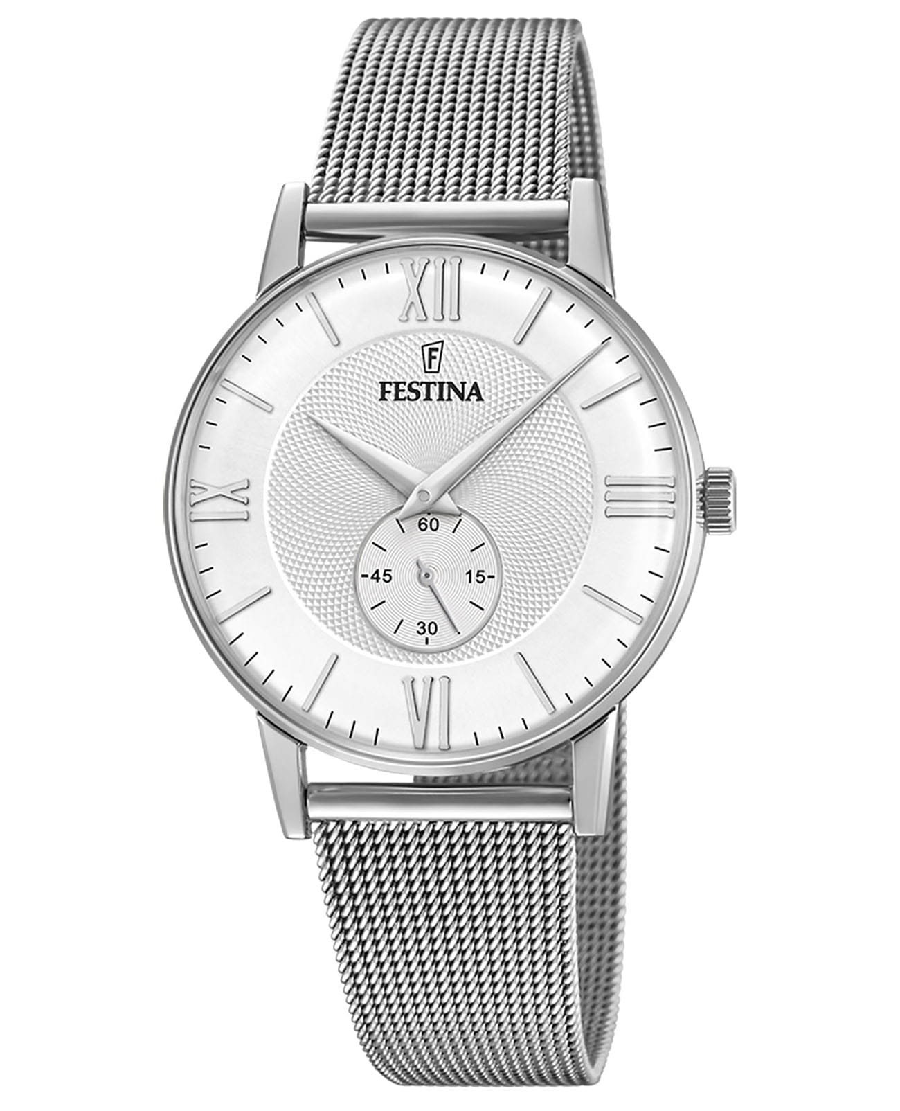 Festina Festina Retro F20568/2  F20568/2 кварцевые женские часы серебристый циферблат, браслет нержавеющая сталь — вид спереди