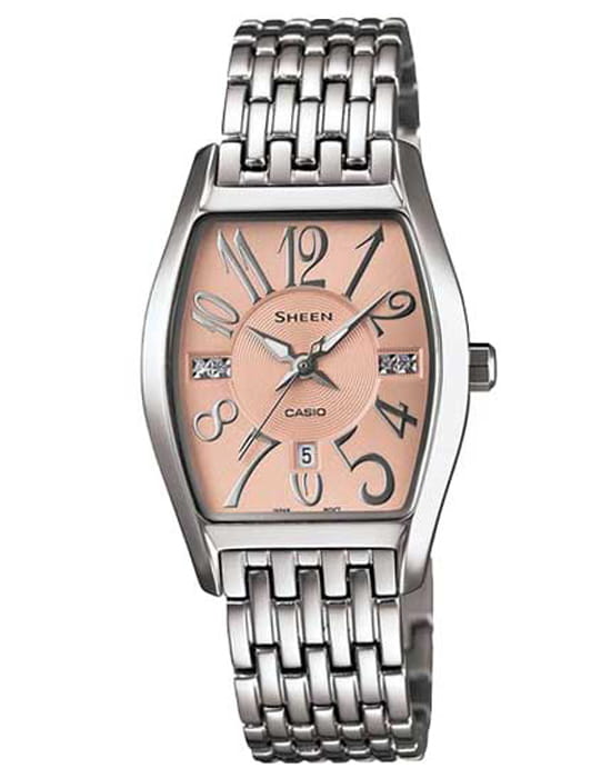 Casio Casio Sheen She-4027D-4A  She-4027D-4A кварцевые женские часы розовый циферблат, браслет нержавеющая сталь — вид спереди