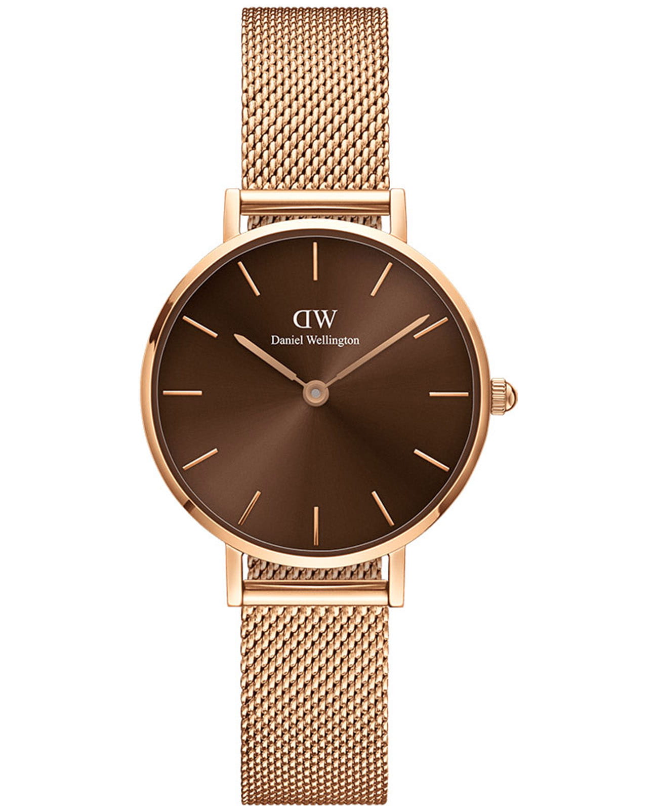 Daniel Wellington Daniel Wellington Petite Unitone DW00100476  DW00100476 кварцевые женские часы коричневый циферблат, браслет сталь c pvd покрытием — вид спереди