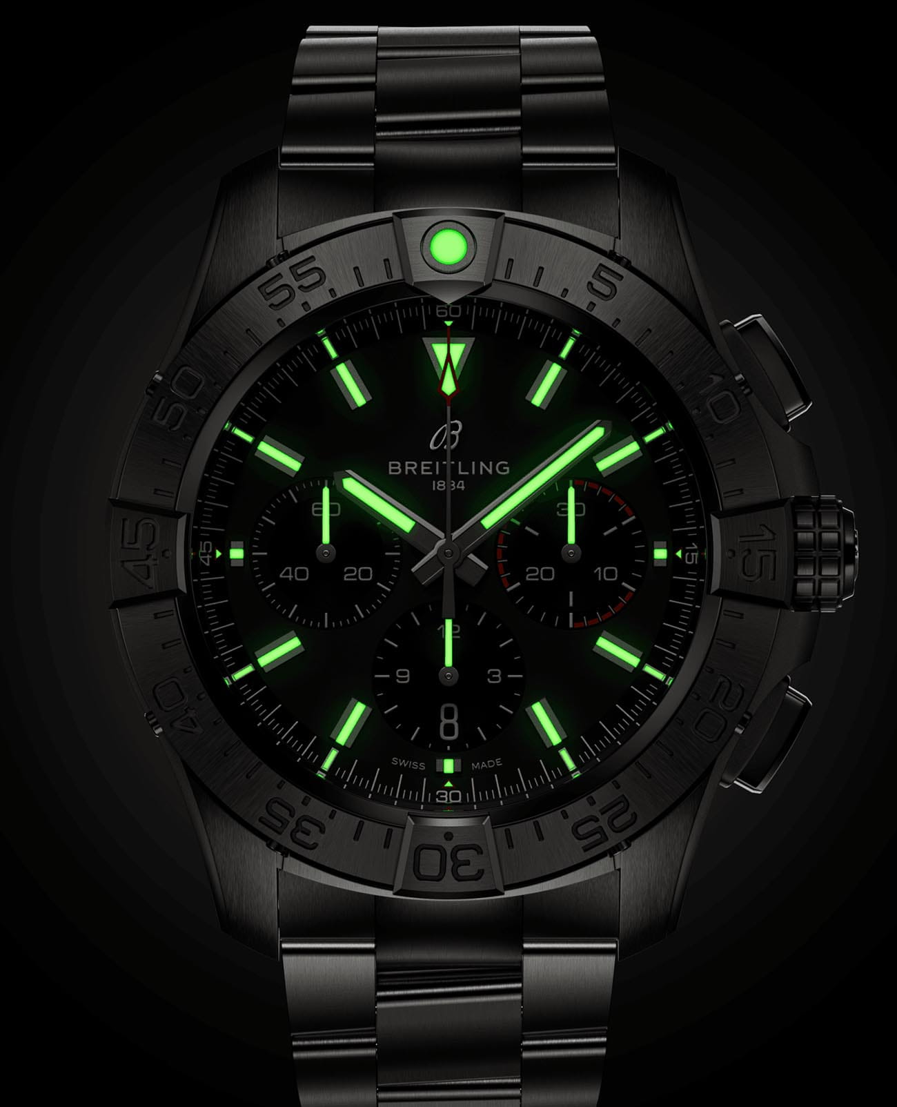Breitling Breitling Avenger B01 Chronograph 44 AB0147101B1A1 механические мужские часы часы крупный план черный циферблата