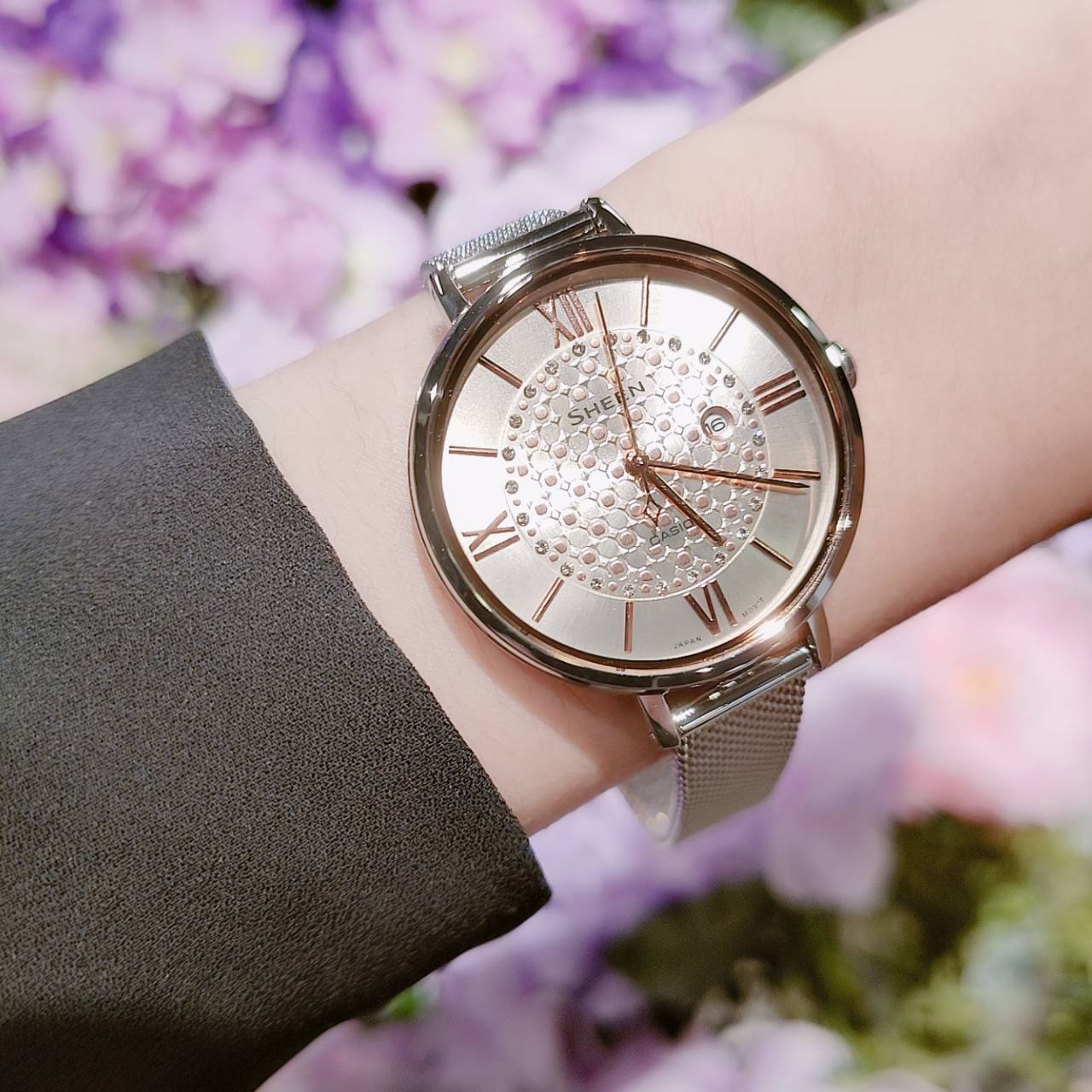 Casio Casio Sheen SHE-4059M-4A, sheen япония женские часы на браслете нержавеющая сталь боковой вид