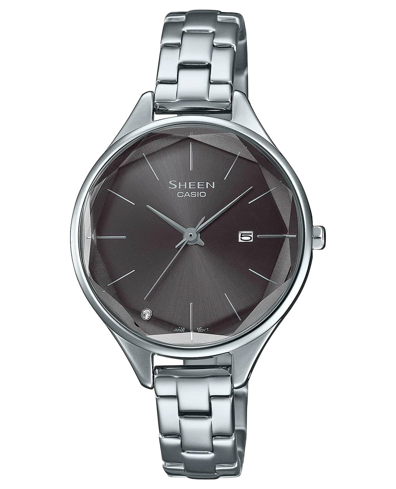 Casio Casio Sheen SHE-4062D-8A  SHE-4062D-8A кварцевые женские часы серебристый циферблат, браслет нержавеющая сталь — вид спереди