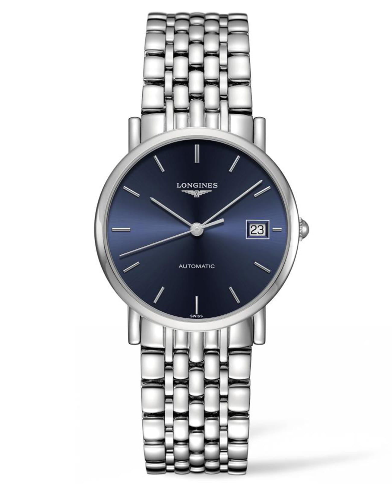 Longines Longines Elegant Collection L4.809.4.92.6  L48094926 механические женские часы синий циферблат, браслет нержавеющая сталь — вид спереди