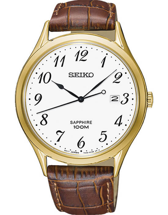 Seiko Seiko Conceptual Series Dress SGEH78P1  SGEH78P1 кварцевые мужские часы белый циферблат, браслет кожаный — вид спереди