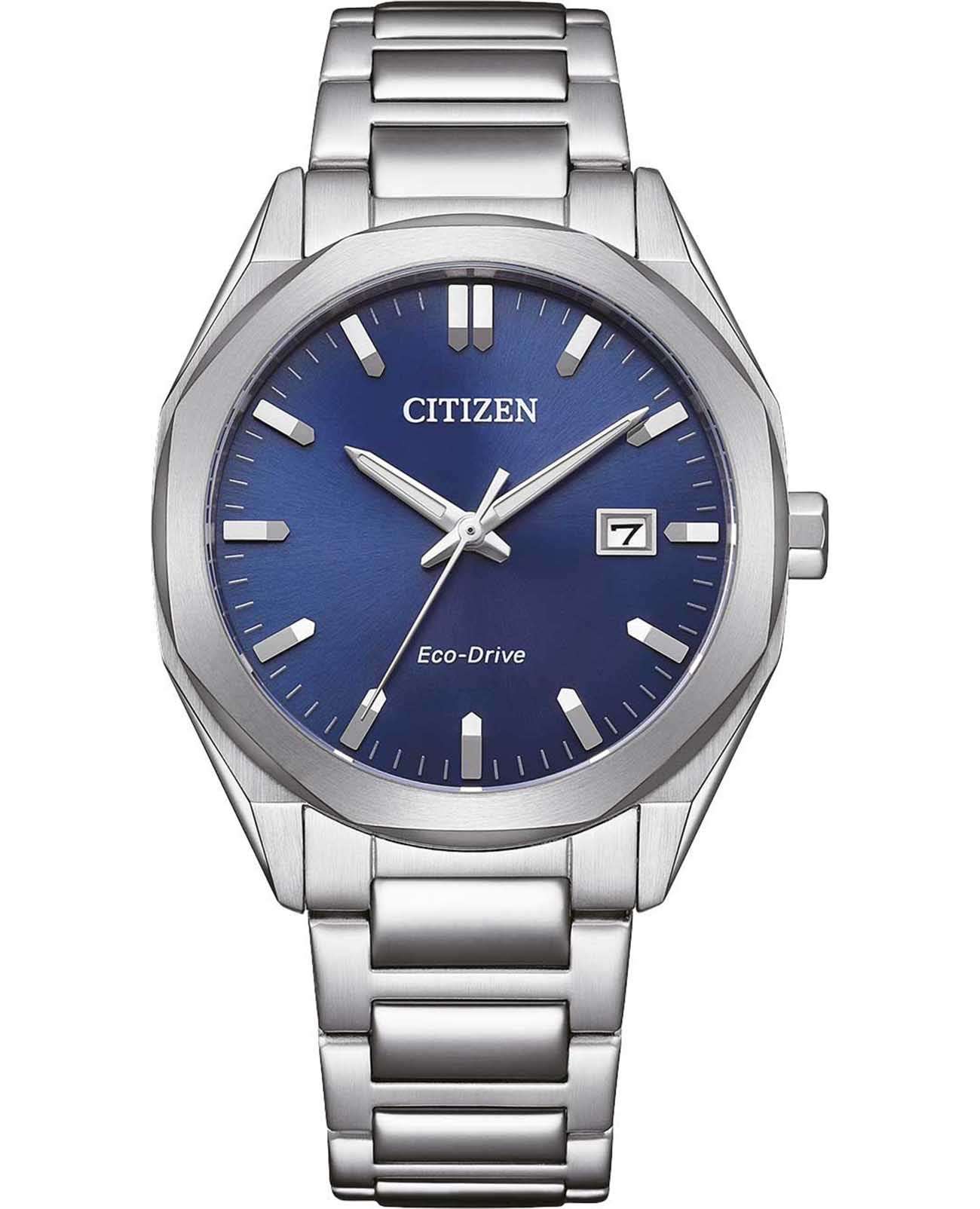 Citizen Citizen Eco-Drive BM7620-83L  BM7620-83L кварцевые мужские часы синий циферблат, браслет нержавеющая сталь — вид спереди