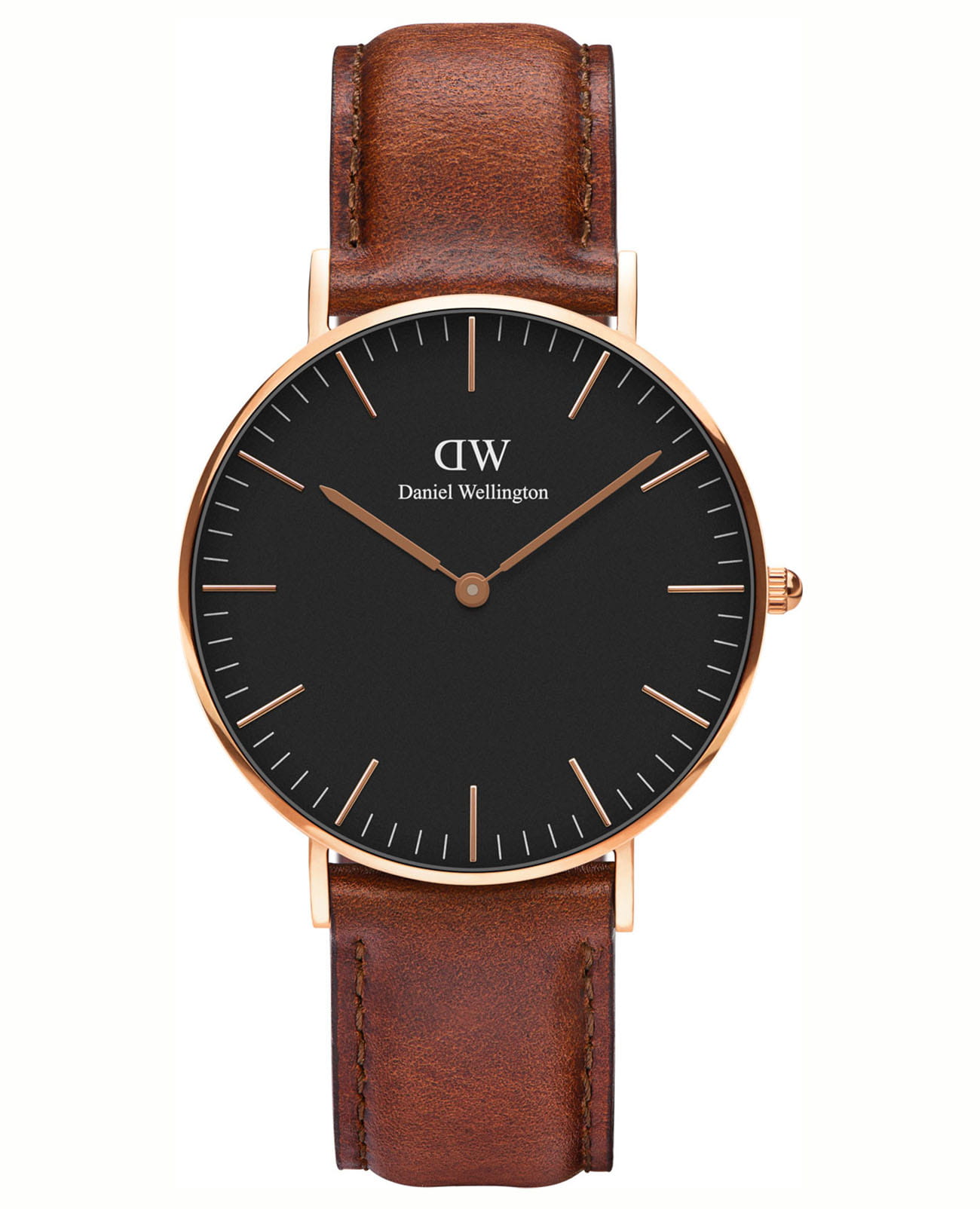 Daniel Wellington Daniel Wellington Classic St Mawes DW00100136  DW00100136 кварцевые женские часы черный циферблат, браслет кожаный — вид спереди
