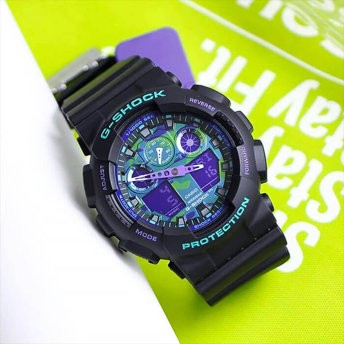 Casio GA-100BL-1AER мужские часы застежка крупным планом