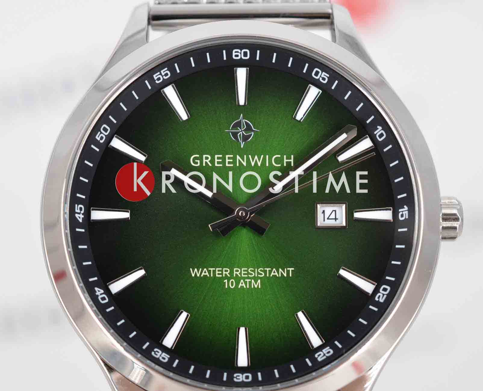 Greenwich Greenwich Helm GW 041.19.39 мужские часы зеленый циферблат на запястье