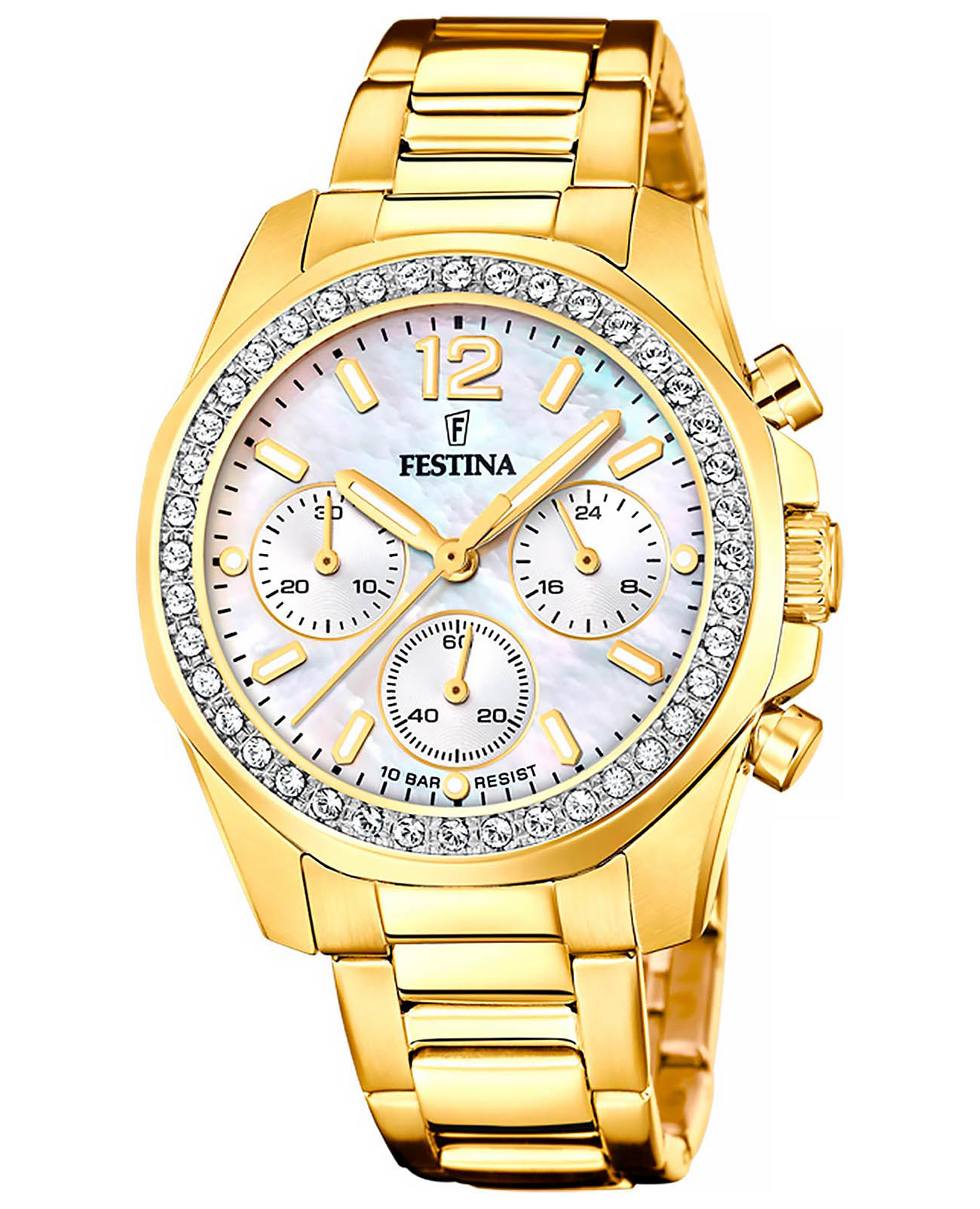 Festina Festina Boyfriend F20609/1  F20609/1 кварцевые женские часы перламутровый циферблат, браслет нержавеющая сталь с pvd-покрытием — вид спереди