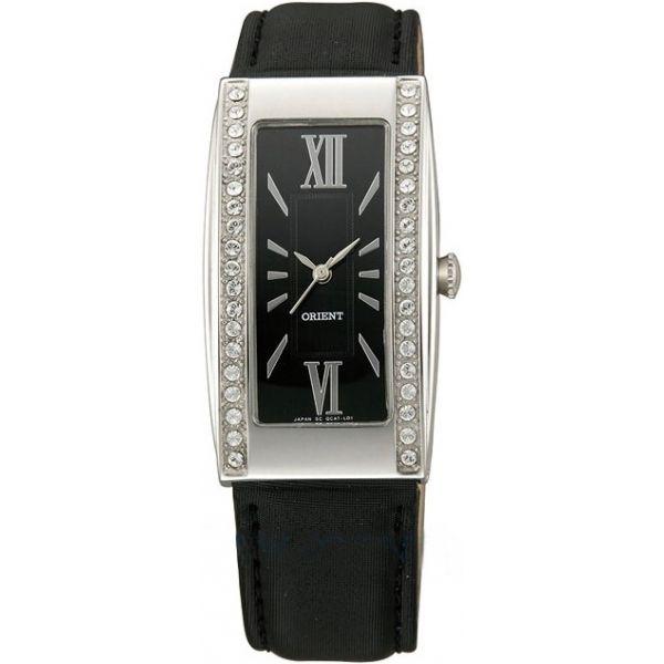 Orient Orient QCAT002B (FQCAT002B)  FQCAT002B  женские часы черный циферблат, браслет кожа + текстиль — вид спереди