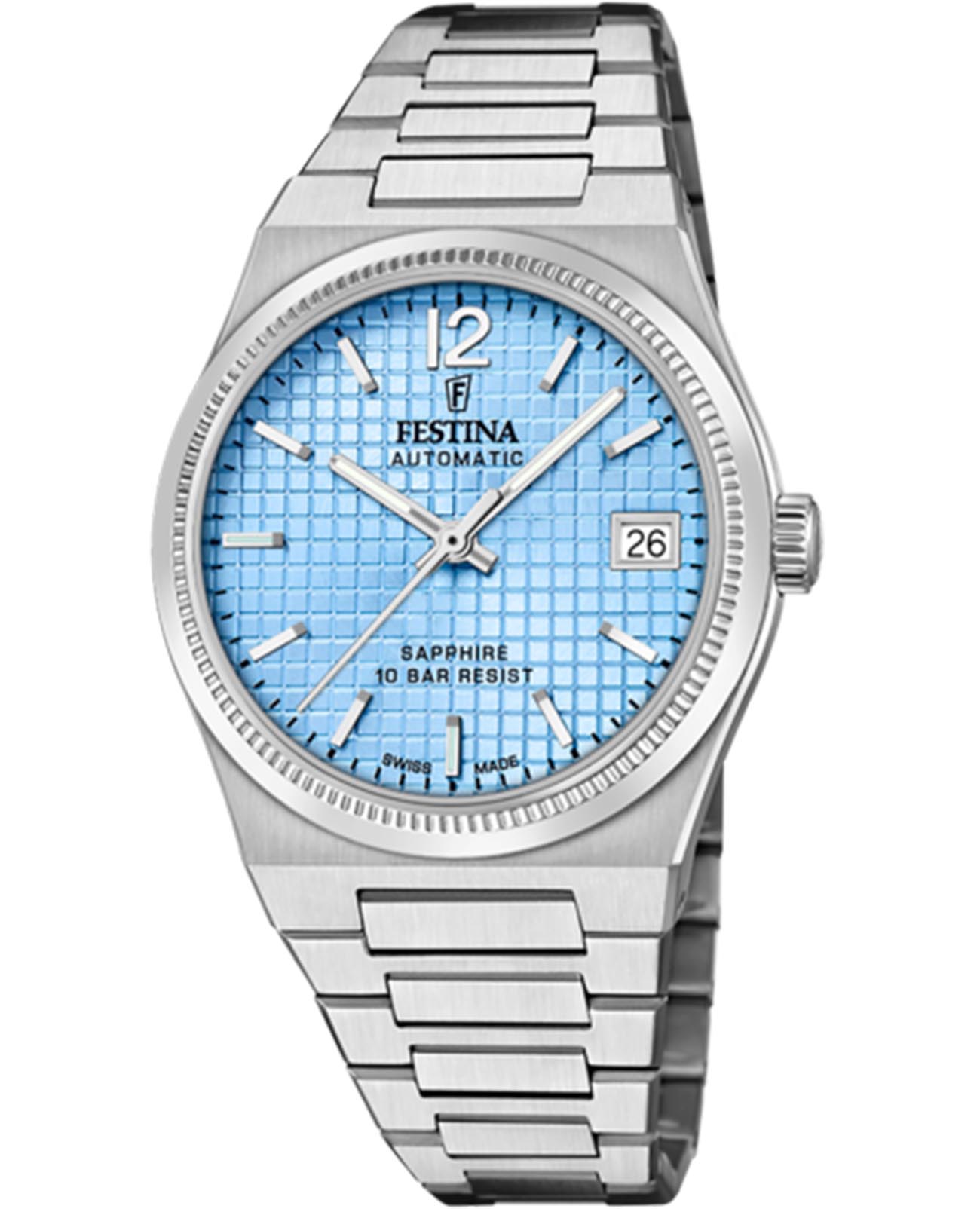 Festina Festina Classics F20029/2  F20029/2 кварцевые женские часы голубой циферблат, браслет нержавеющая сталь — вид спереди