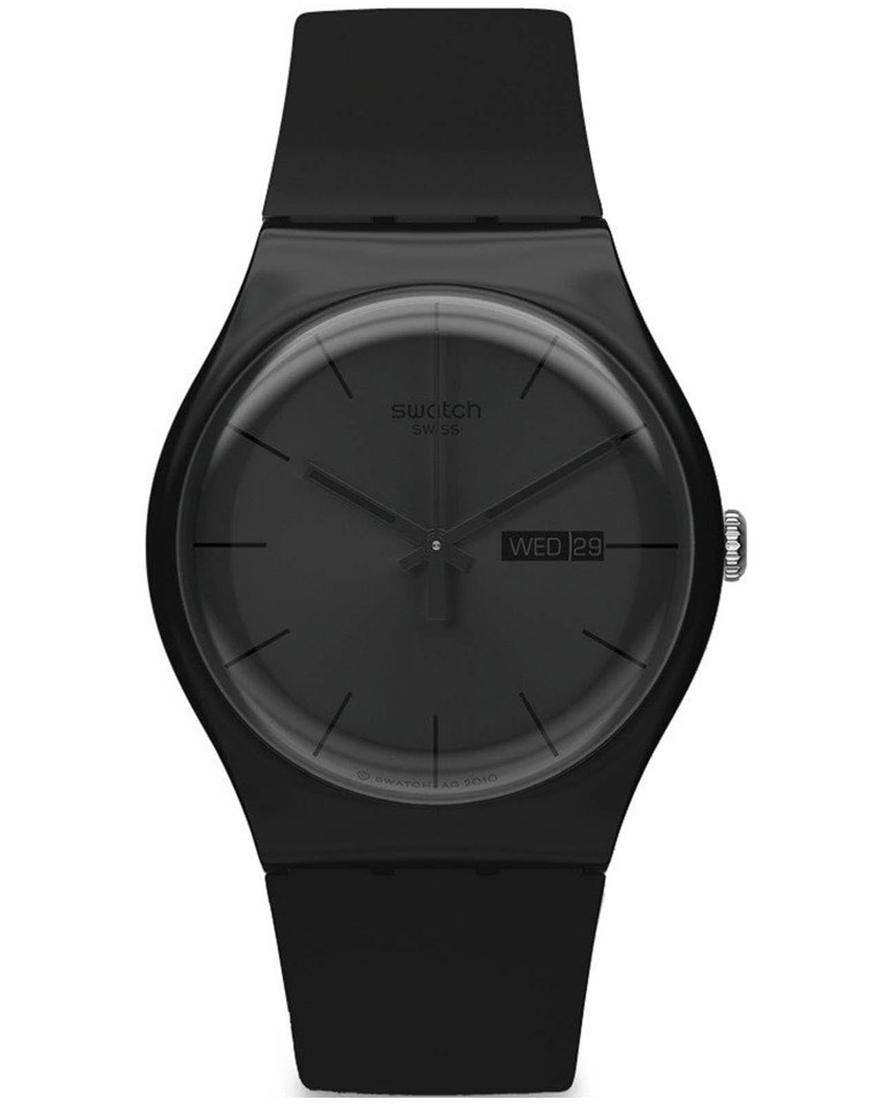 Swatch Swatch New Gent SUOB702  SUOB702 кварцевые мужские часы черный циферблат, браслет силикон — вид спереди