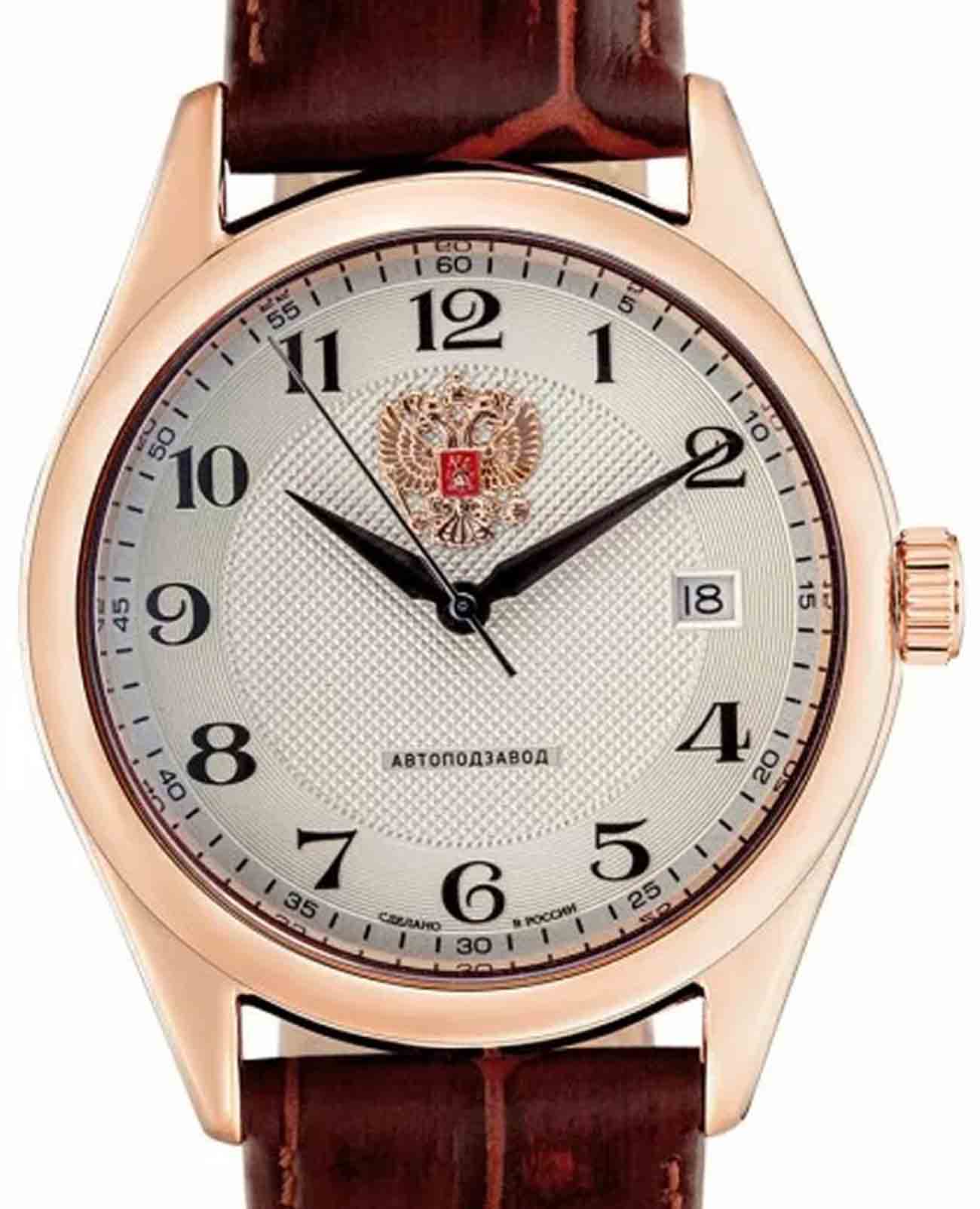 Слава Слава Сенат 1493293/300-8215,  россия мужские часы на браслете кожаный боковой вид