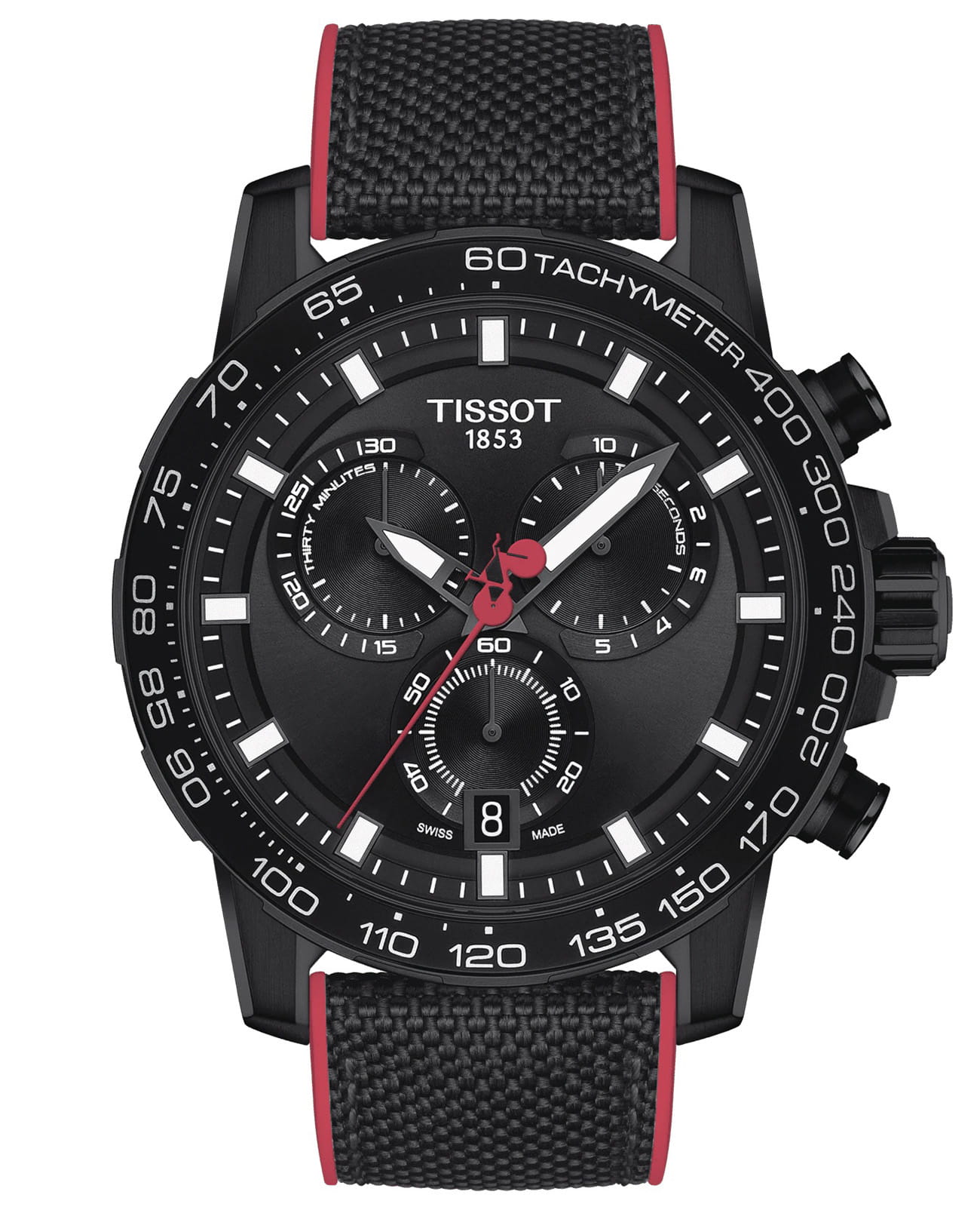 Tissot Tissot SuperSport Chrono Giro D'italia T125.617.37.051.00 SuperSport Chrono T1256173705100 кварцевые мужские часы черный циферблат, браслет кожаный — вид спереди