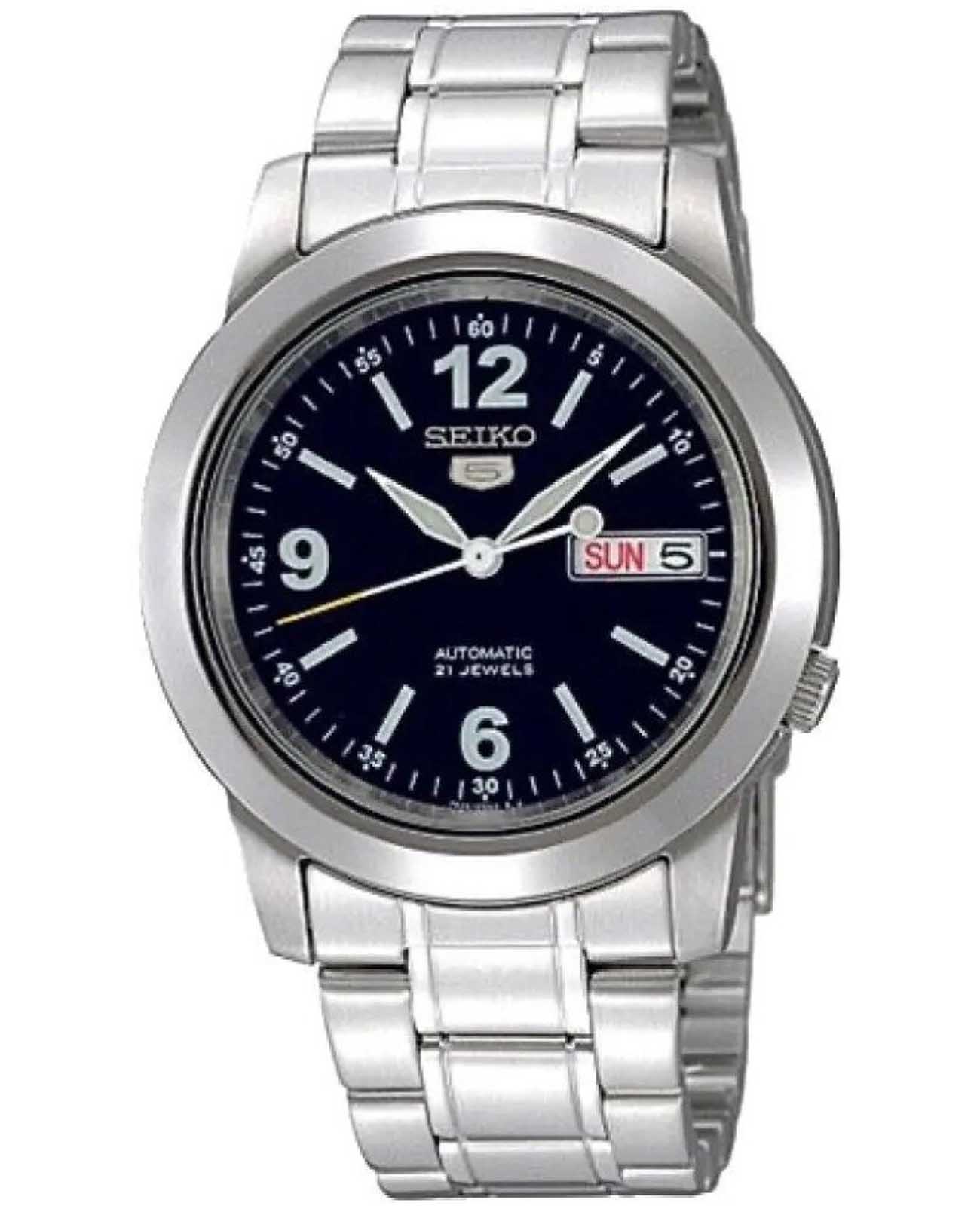 Seiko Seiko 5 Regular SNKE61K1  SNKE61K1 механические мужские часы синий циферблат, браслет нержавеющая сталь — вид спереди
