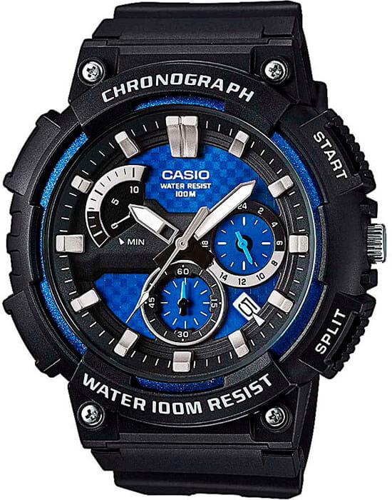 Casio Casio Collection MCW-200H-2AVDF (MCW-200H-2A)  MCW-200H-2A кварцевые мужские часы синий циферблат, браслет пластик — вид спереди