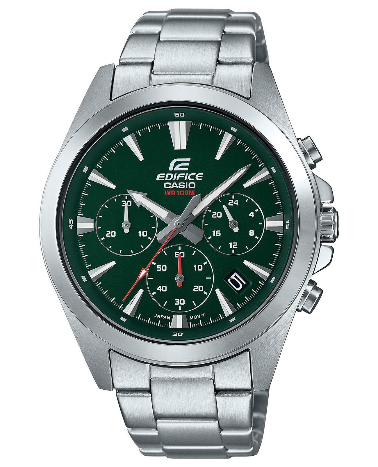 Casio Casio Edifice EFV-630D-3AVUDF (EFV-630D-3A) EFV EFV-630D-3A кварцевые мужские часы зеленый циферблат, браслет нержавеющая сталь — вид спереди