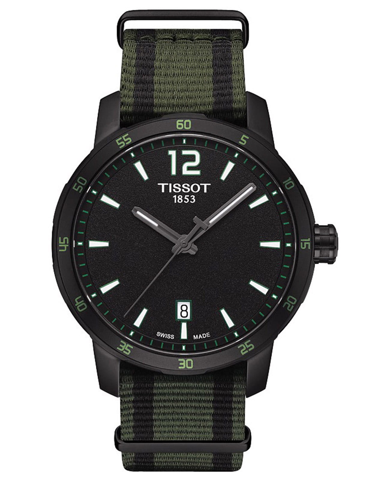 Tissot Tissot T-Sport Quickster T095.410.37.057.00 Quickster T0954103705700 кварцевые мужские часы черный циферблат, браслет тканевый — вид спереди