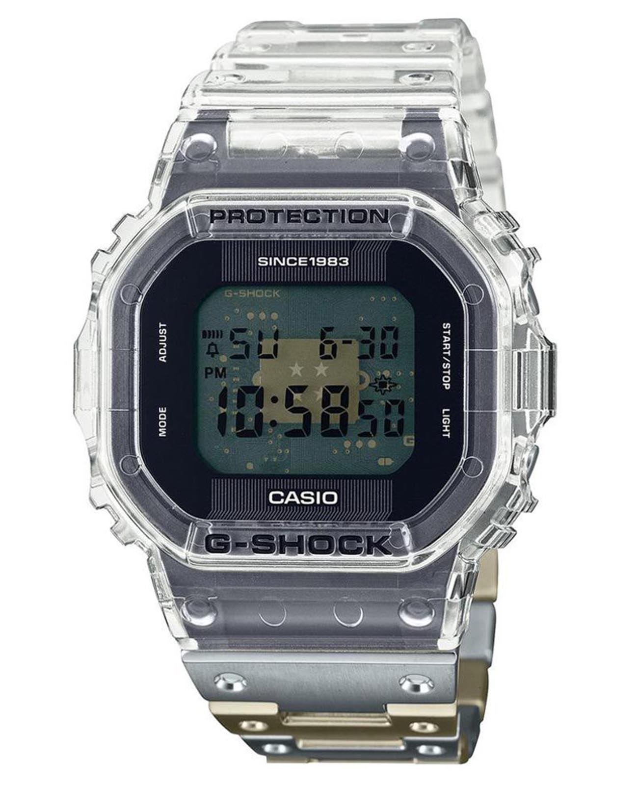 Casio Casio G-Shock DWE-5640RX-7 лимитированной серии DWE-5640RX-7 электронные мужские часы  циферблат, браслет нержавеющая сталь с ip-покрытием — вид спереди