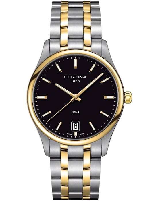 Certina Certina C022.610.22.051.00  C0226102205100 кварцевые мужские часы черный циферблат, браслет сталь c pvd покрытием — вид спереди