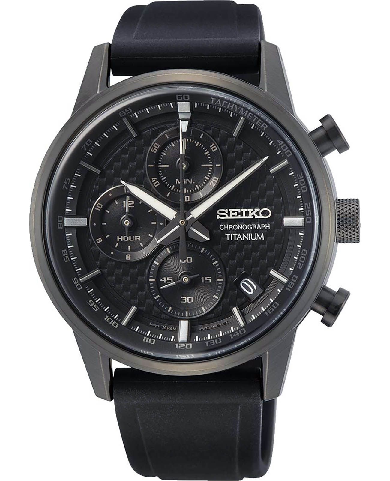 Seiko Seiko Conceptual Series Sports SSB393P1  SSB393P1 кварцевые мужские часы черный циферблат, браслет силикон — вид спереди