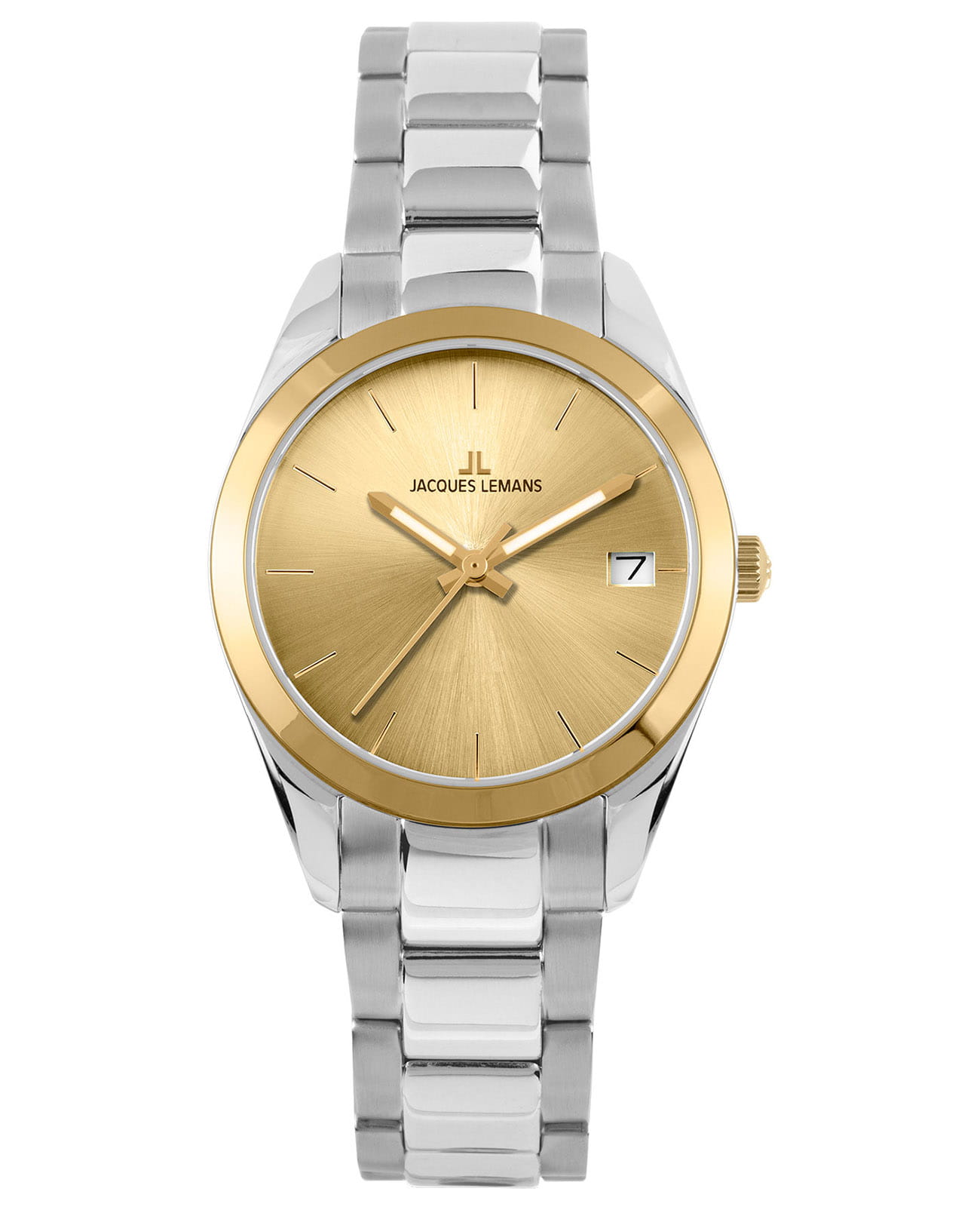 Jacques Lemans Jacques Lemans Classic 1-1878E  1-1878E кварцевые женские часы золотой циферблат, браслет нержавеющая сталь — вид спереди