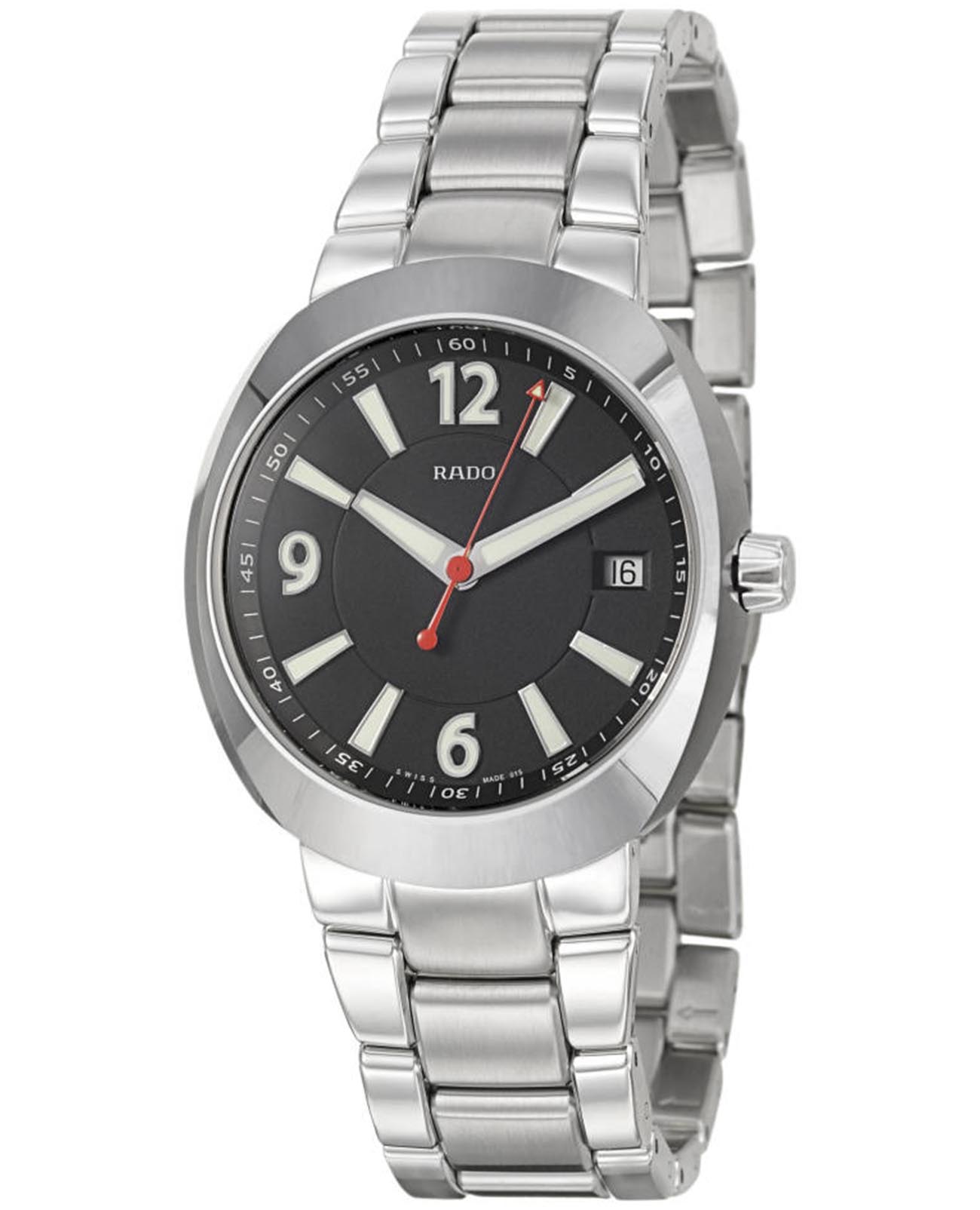 Rado Rado D-Star R15943153  R15943153 кварцевые мужские часы черный циферблат, браслет нержавеющая сталь — вид спереди