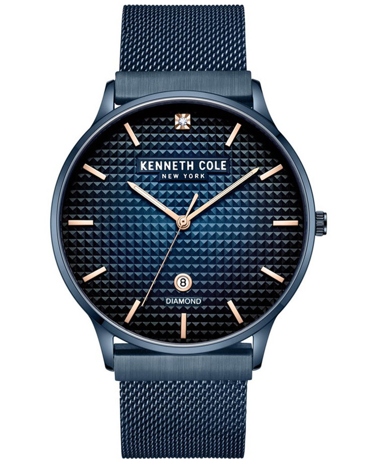 Kenneth Cole Kenneth Cole Classic KCWGH2233504  KCWGH2233504 кварцевые мужские часы синий циферблат, браслет сталь с ip покрытием — вид спереди