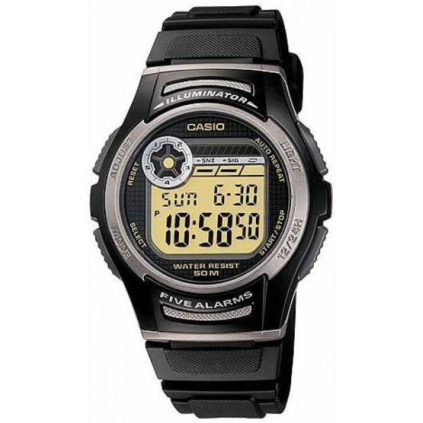 Casio Casio Illuminator W-213-9A  W-213-9A кварцевые мужские часы желтый циферблат, браслет пластик — вид спереди