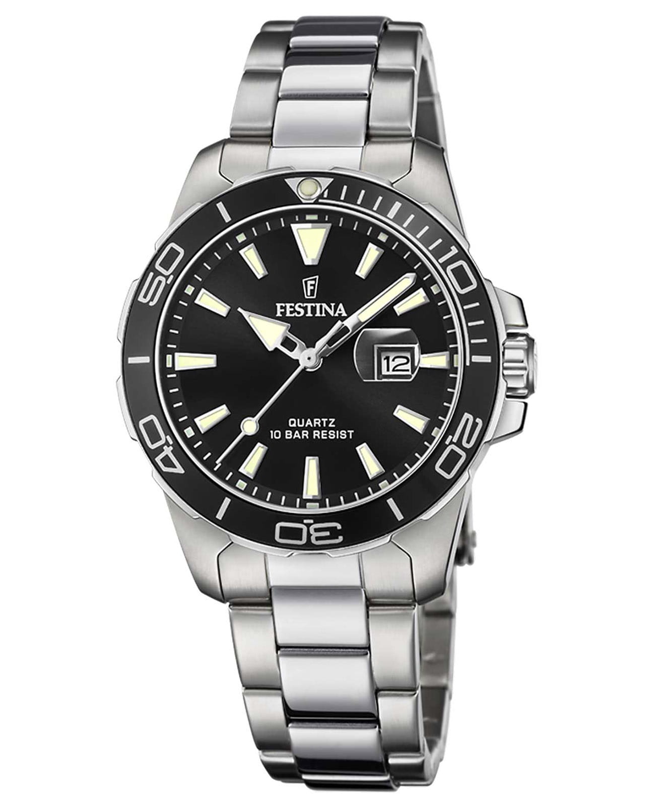 Festina Festina Boyfriend F20503/4  F20503/4 кварцевые женские часы черный циферблат, браслет нержавеющая сталь 316l — вид спереди