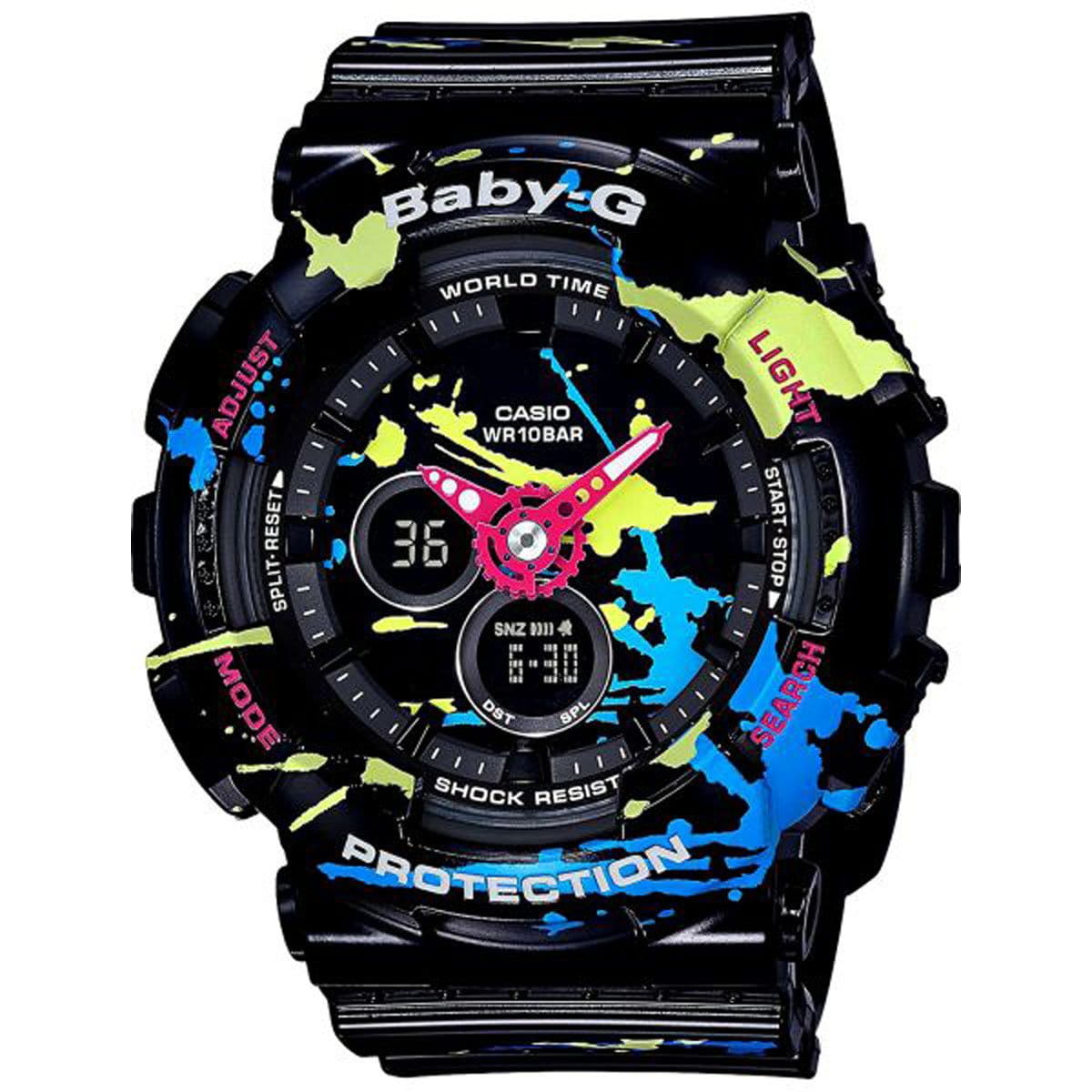 Casio Casio Baby-G BA-120SPL-1A  BA-120SPL-1A кварцевые женские часы черный циферблат, браслет пластик — вид спереди