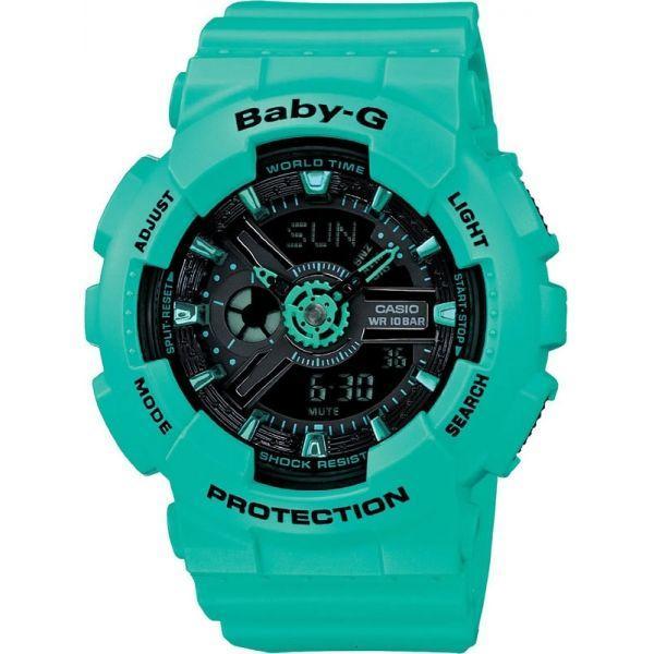 Casio Casio Baby-G BA-111-3A  BA-111-3A кварцевые женские часы черный циферблат, браслет полимер — вид спереди