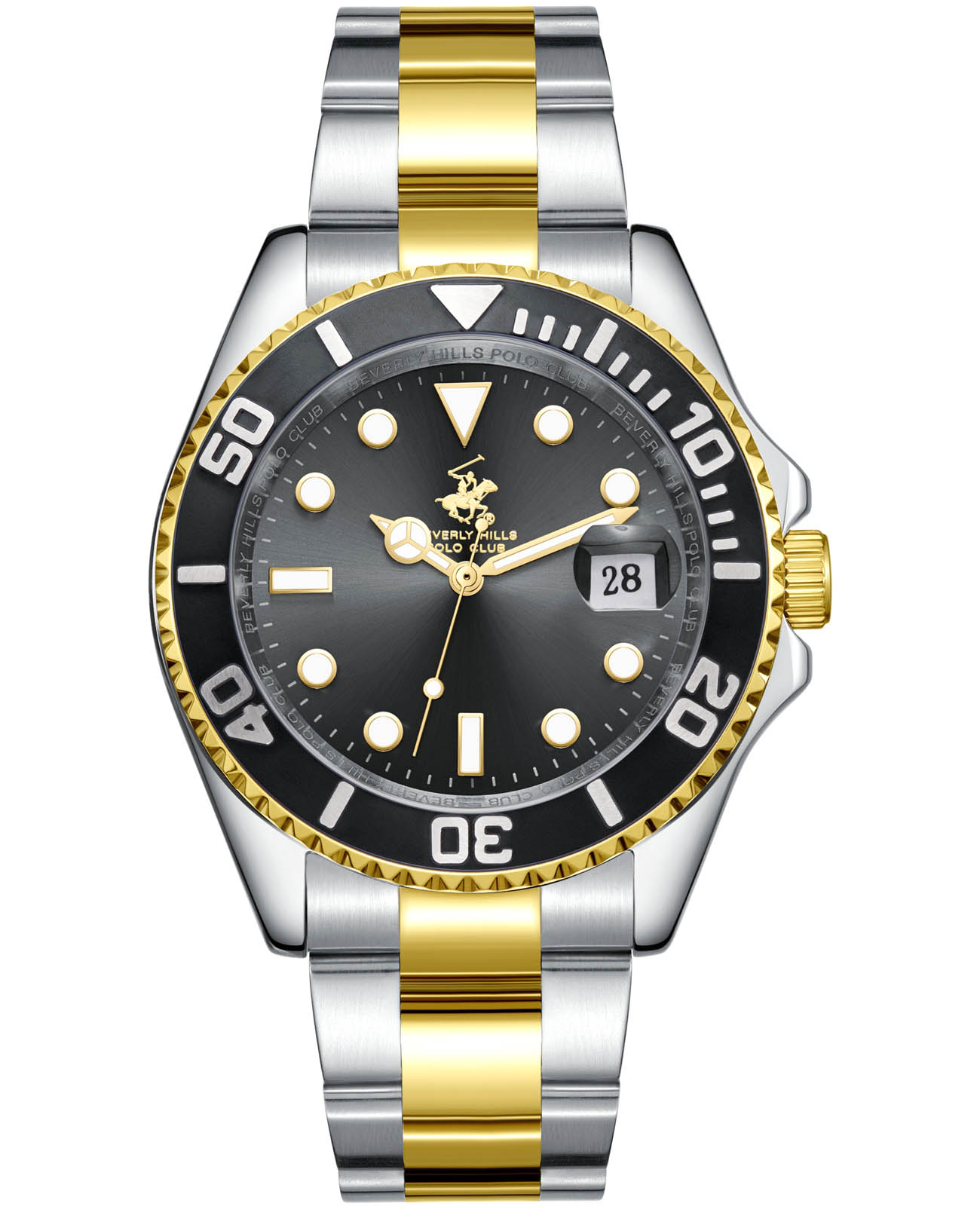 Beverly Hills Polo Club Beverly Hills Polo Club BP3797X.250  BP3797X.250 кварцевые мужские часы черный циферблат, браслет нержавеющая сталь с ip-покрытием — вид спереди