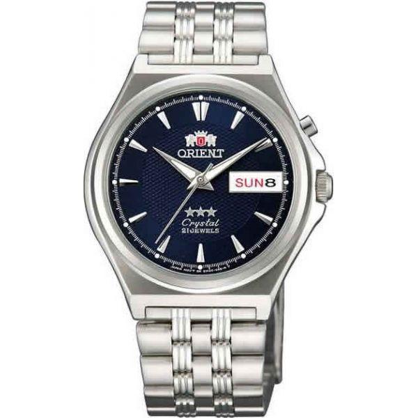 Orient Orient EM5M010D (FEM5M010D)  FEM5M010D механические мужские часы синий циферблат, браслет  — вид спереди