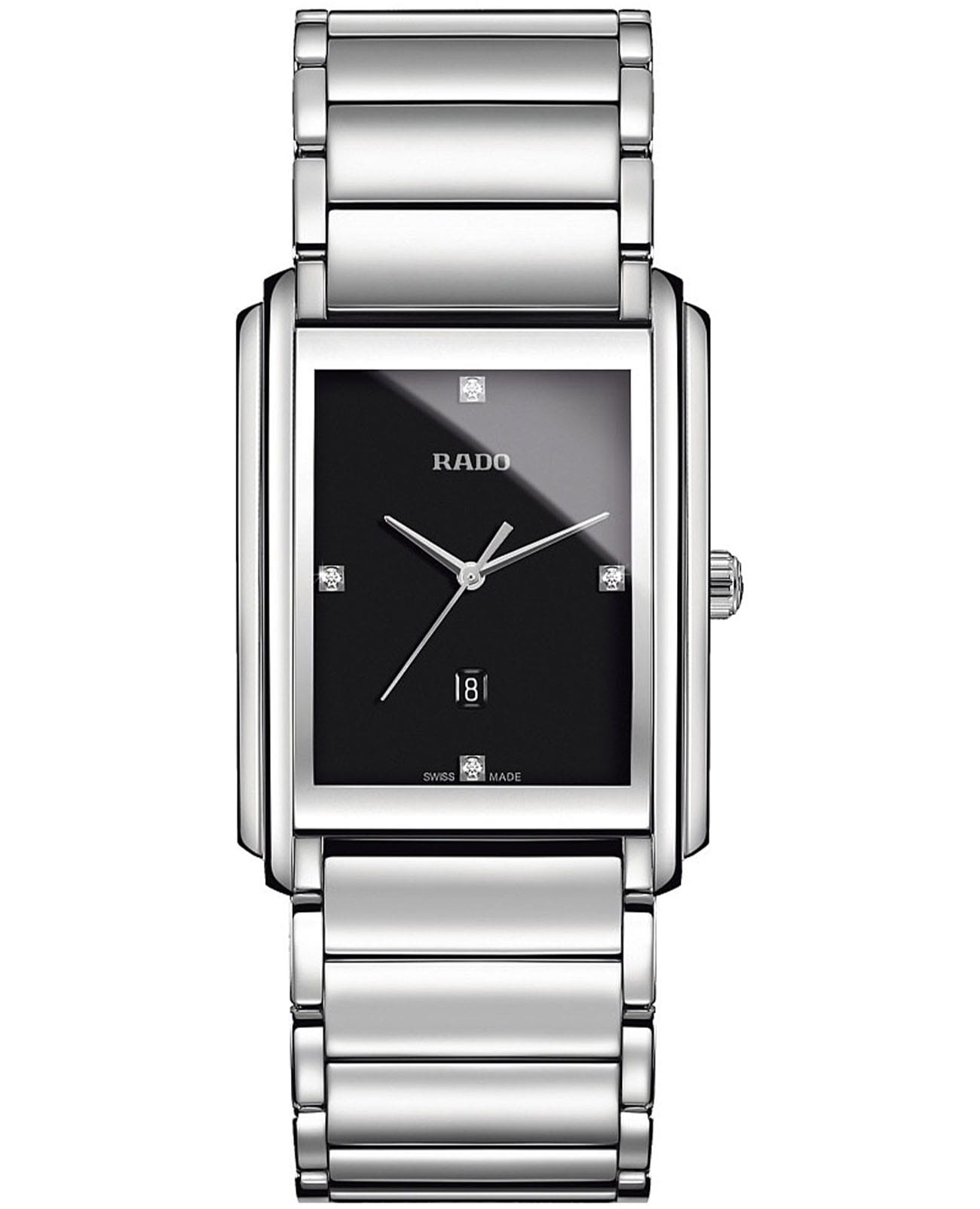 Rado Rado Integral Diamonds R20997713  R20997713 кварцевые женские часы черный циферблат, браслет нержавеющая сталь — вид спереди